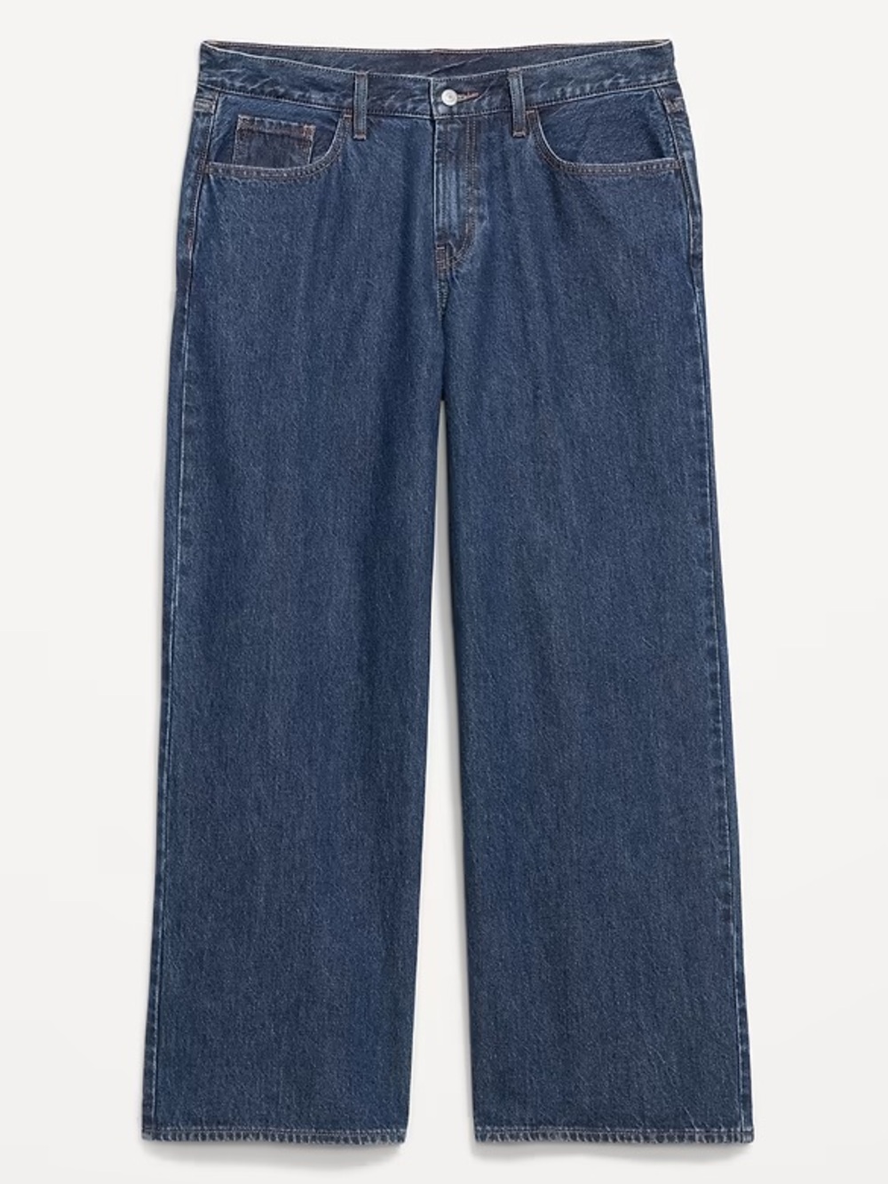 Old Navy Mid-Rise Wow Baggy Wide Leg Jeans in Dark Blue Denim - Picture 3 of 6